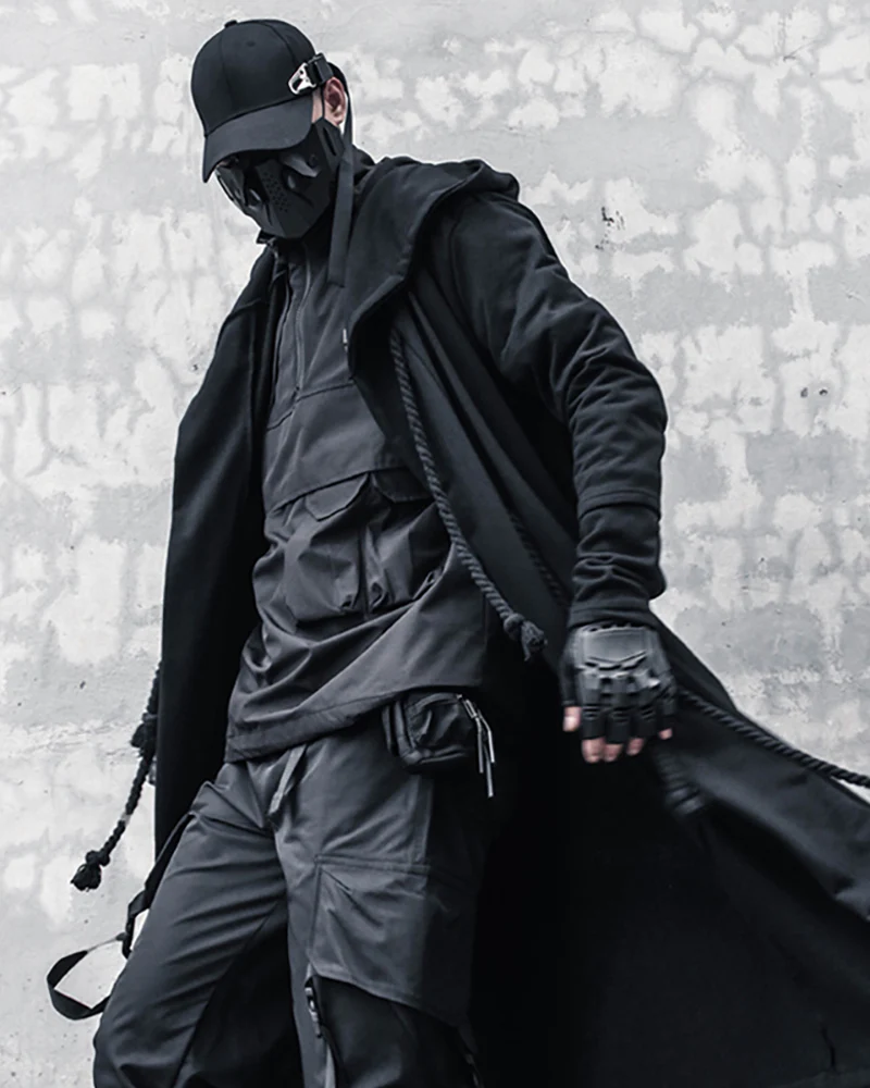 Wizard Gothic Drawstring Black Cape Coat - Image 3