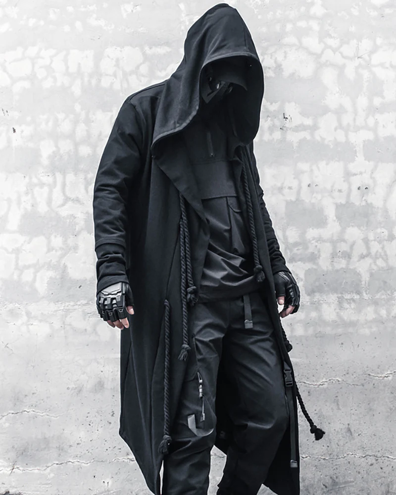 Wizard Gothic Drawstring Black Cape Coat - Image 4