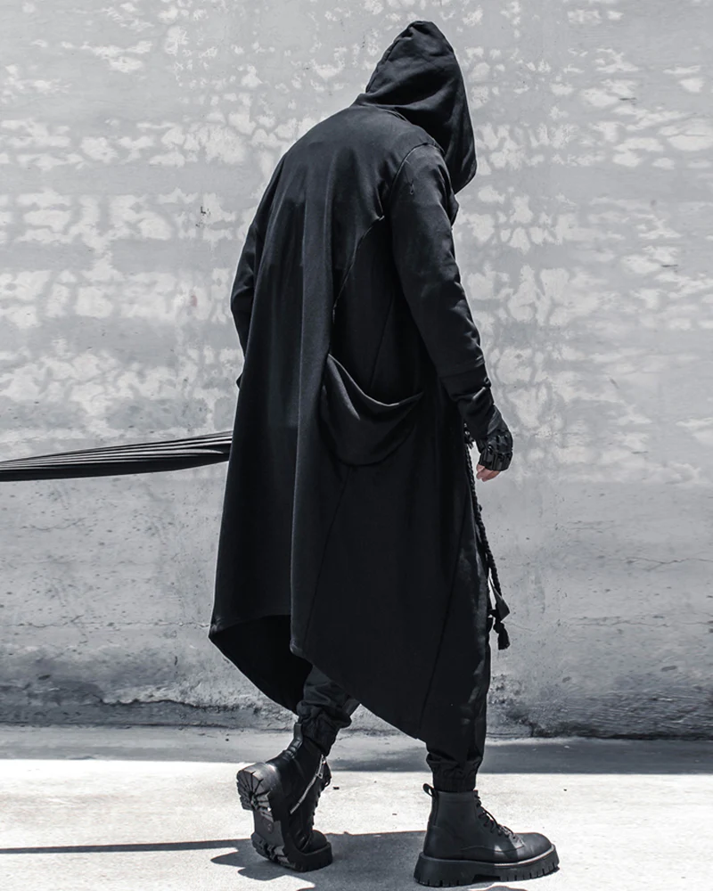 Wizard Gothic Drawstring Black Cape Coat - Image 8