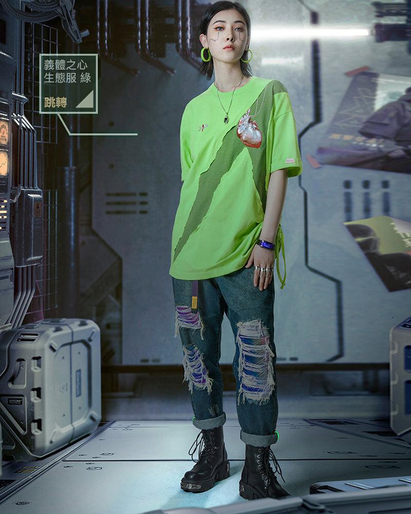 XIPHEVIL Cyberpunk Laser Destroyed Unisex Y2K Jeans - Image 11
