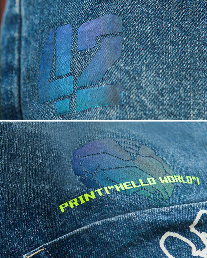 XIPHEVIL Cyberpunk Laser Destroyed Unisex Y2K Jeans - Image 17
