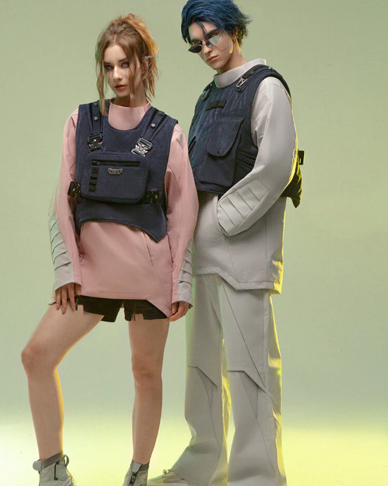 XIPHEVIL Cyberpunk Outfits 3D Cut Dyed Unisex Pullover Jacket - Image 8