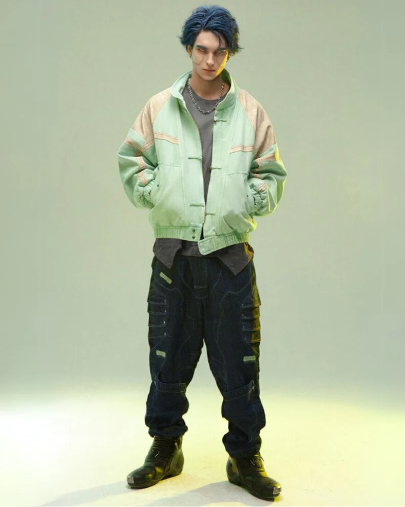 XIPHEVIL Cyberpunk Outfits 3D Embossed PU Patchwork Jacket - Image 12
