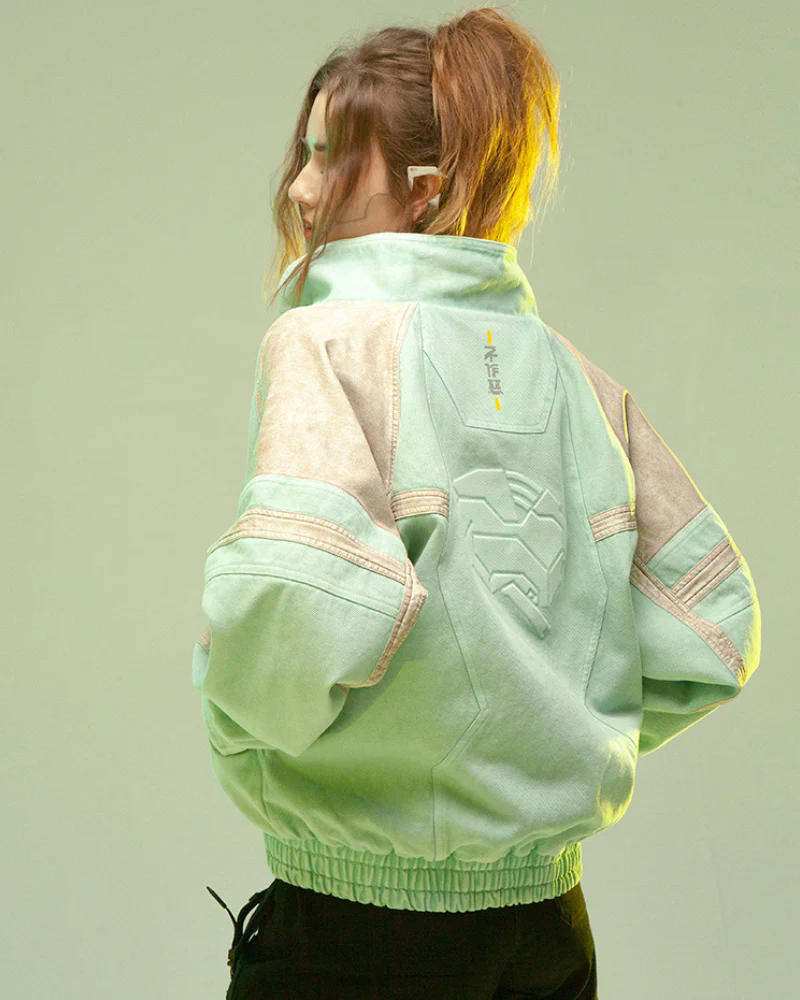 XIPHEVIL Cyberpunk Outfits 3D Embossed PU Patchwork Jacket - Image 6