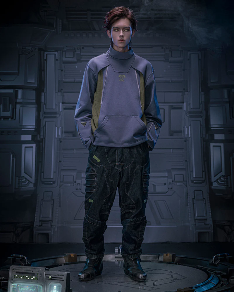 XIPHEVIL Cyberpunk Outfits Cotton Unisex Turtleneck Pullover Sweatshirt - Image 11