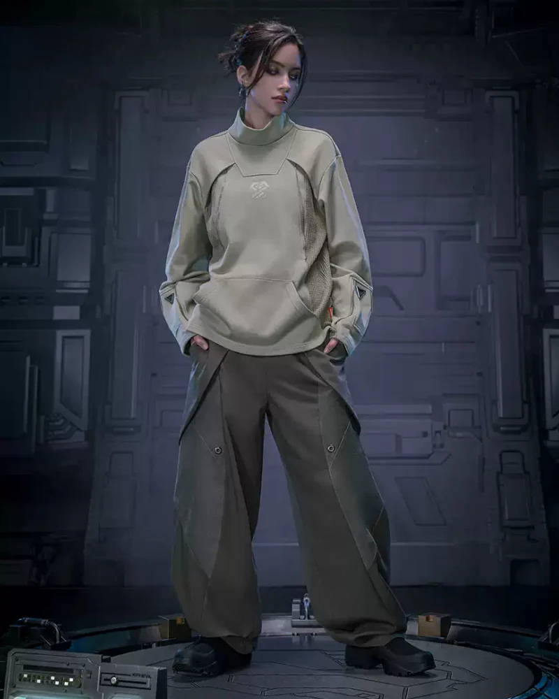 XIPHEVIL Cyberpunk Outfits Cotton Unisex Turtleneck Pullover Sweatshirt - Image 8