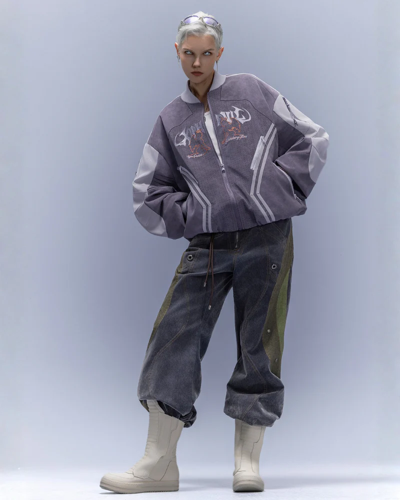 XIPHEVIL Cyberpunk Outfits Embroidered Suede Cropped Jacket - Image 15