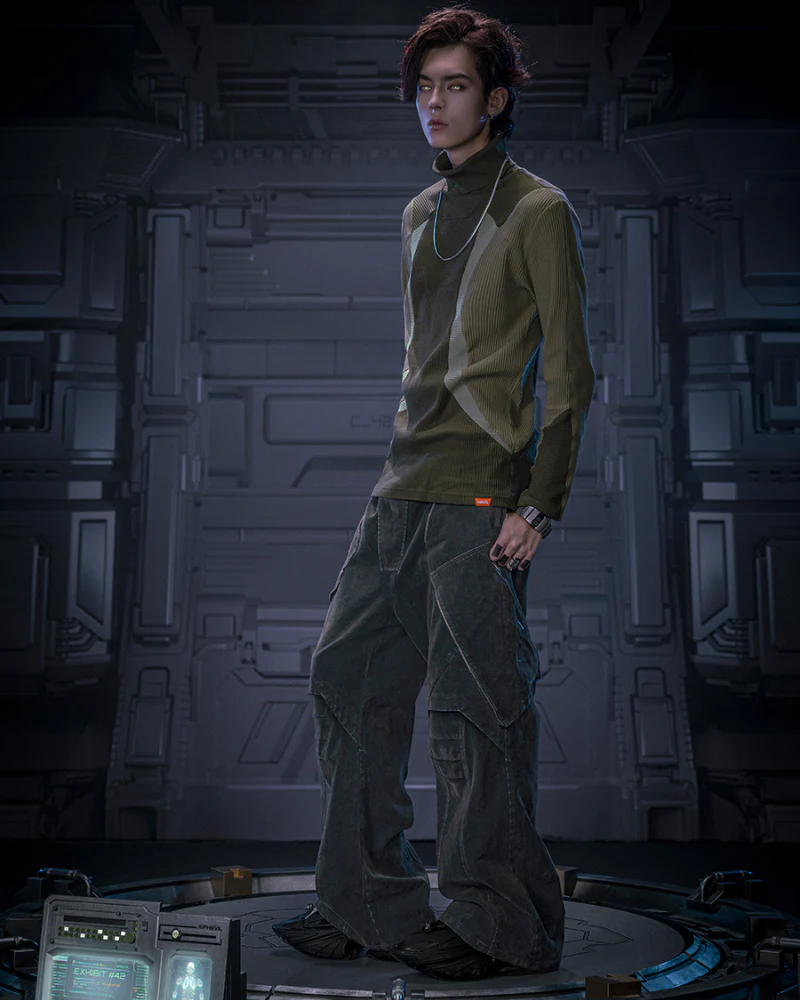 XIPHEVIL Cyberpunk Outfits Heavy Duty Loose Velvet Denim Pants - Image 3