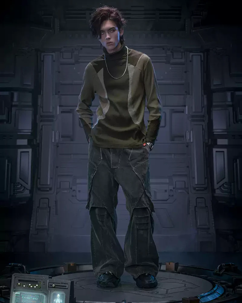 XIPHEVIL Cyberpunk Outfits Heavy Duty Loose Velvet Denim Pants - Image 4