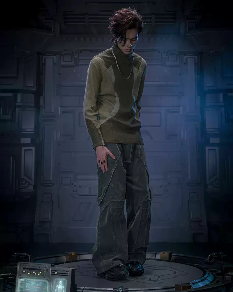 XIPHEVIL Cyberpunk Outfits Heavy Duty Loose Velvet Denim Pants - Image 5