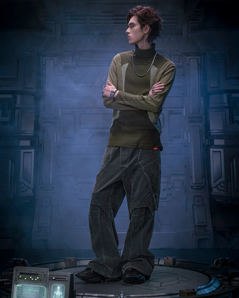 XIPHEVIL Cyberpunk Outfits Heavy Duty Loose Velvet Denim Pants - Image 6