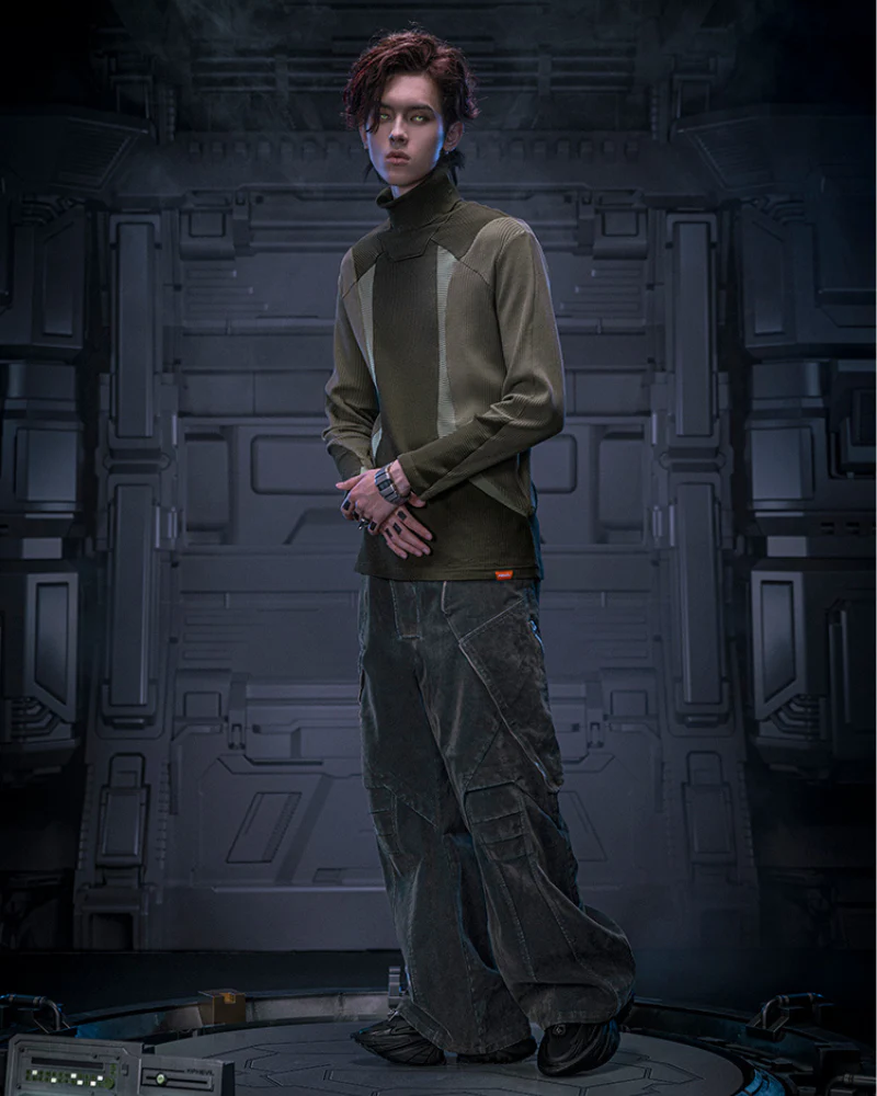 XIPHEVIL Cyberpunk Outfits Heavy Duty Loose Velvet Denim Pants - Image 7