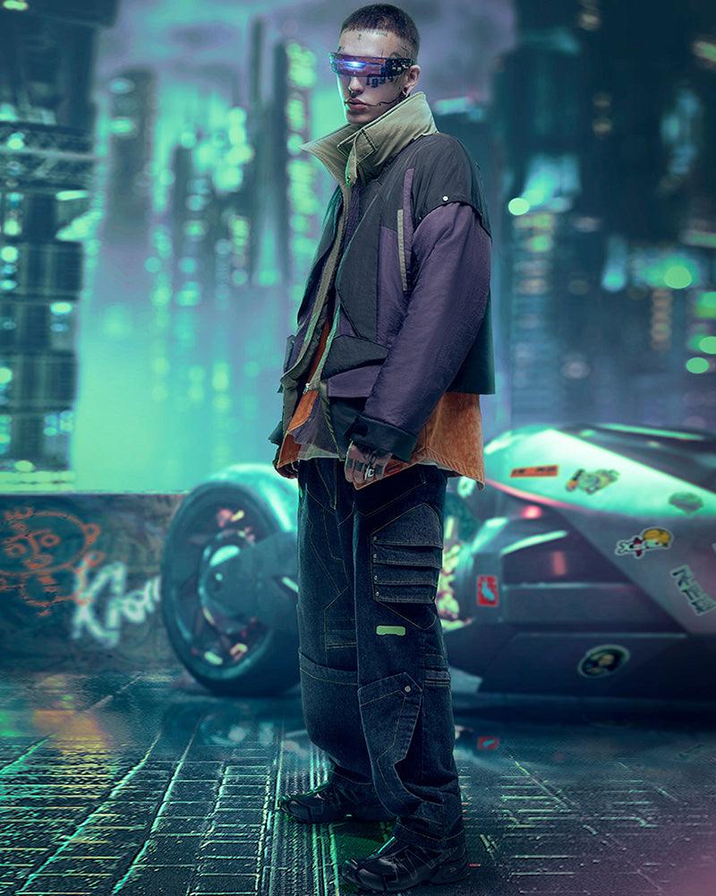 XIPHEVIL Cyberpunk Outfits Heavy Mecha Baggy Unisex Jeans - Image 10
