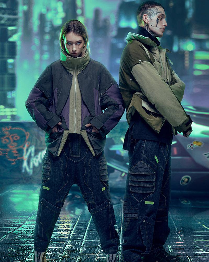 XIPHEVIL Cyberpunk Outfits Heavy Mecha Baggy Unisex Jeans - Image 9