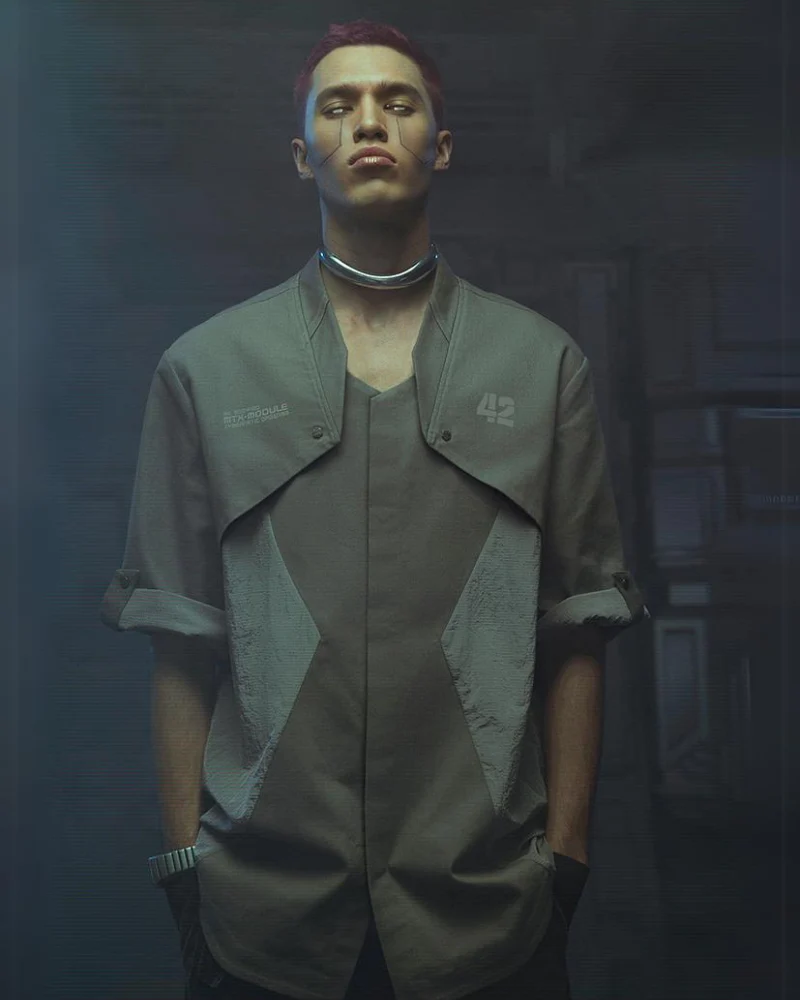 XIPHEVIL Cyberpunk Outfits Military Style Short Sleeve Shirt - Image 6