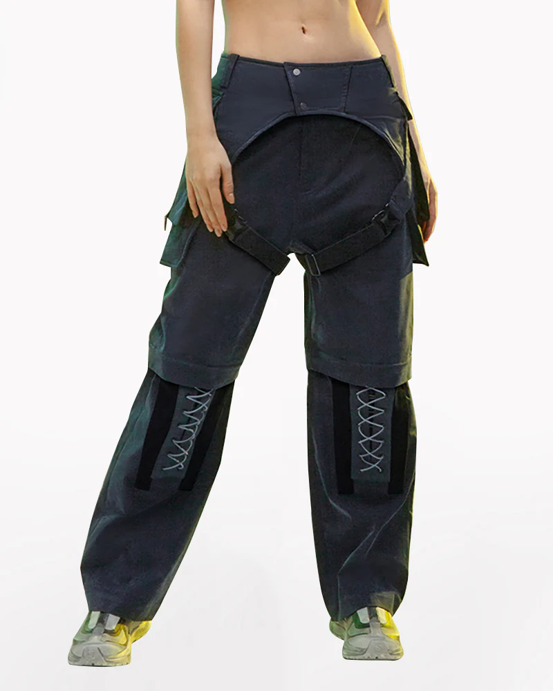 XIPHEVIL Cyberpunk Outfits Operative Detachable Two-Piece Pants