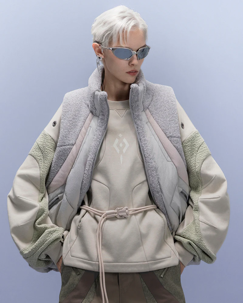 XIPHEVIL Cyberpunk Outfits Stand-Collar Lightweight Winter Down Vest - Image 5