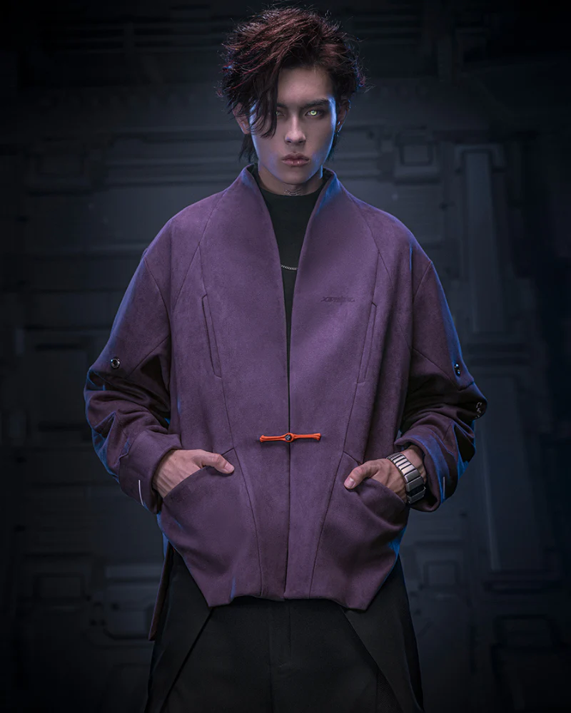 XIPHEVIL Cyberpunk Outfits Unisex Suede Minimalist Future Jacket - Image 10