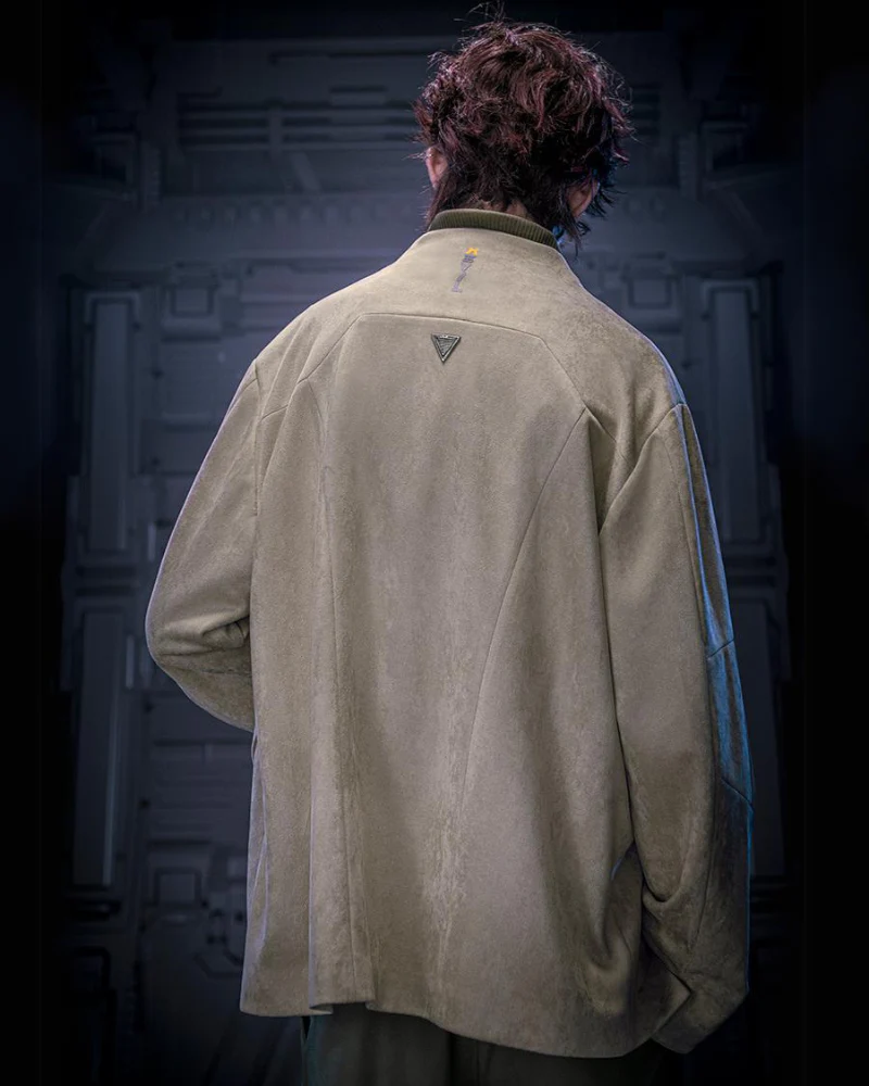 XIPHEVIL Cyberpunk Outfits Unisex Suede Minimalist Future Jacket - Image 5