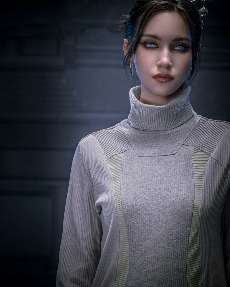 XIPHEVIL Cyberpunk Outfits Unisex Turtleneck Sweatshirt - Image 8