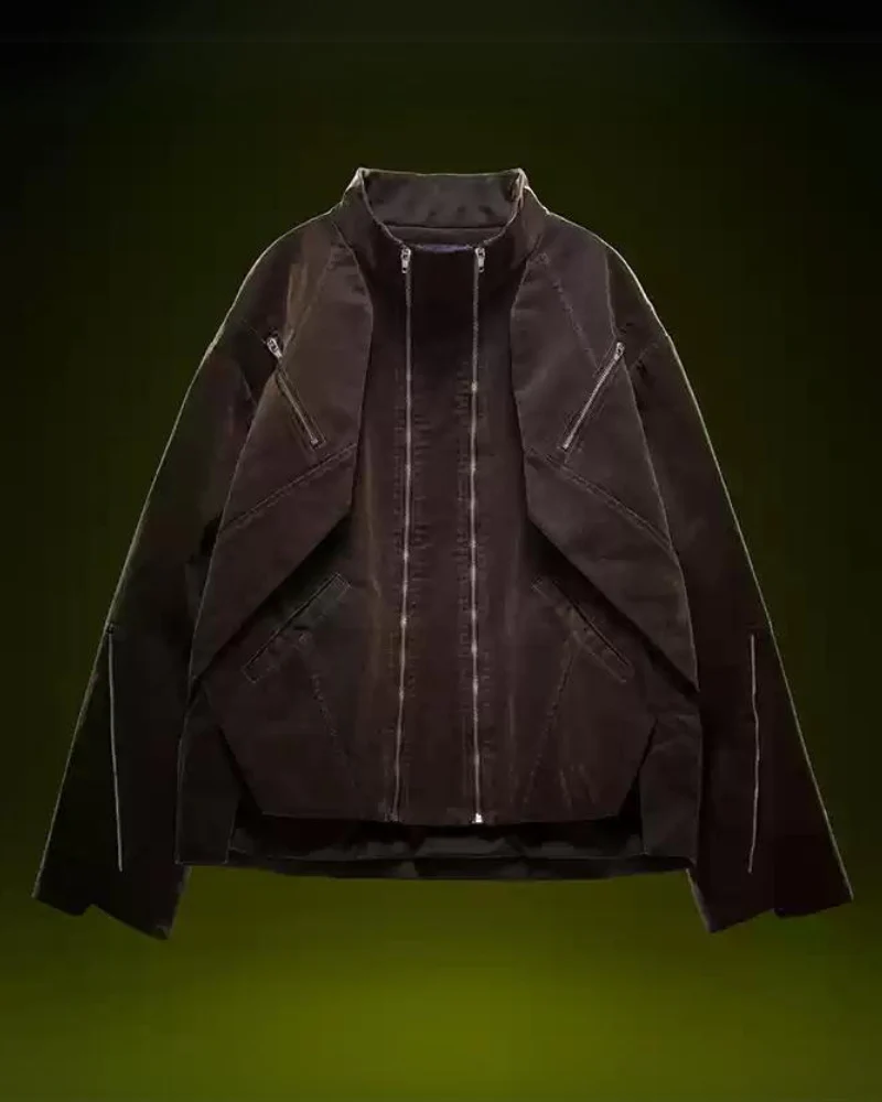 XIPHEVIL Cyberpunk Outfits Unisex Velvet Short Jacket - Image 2