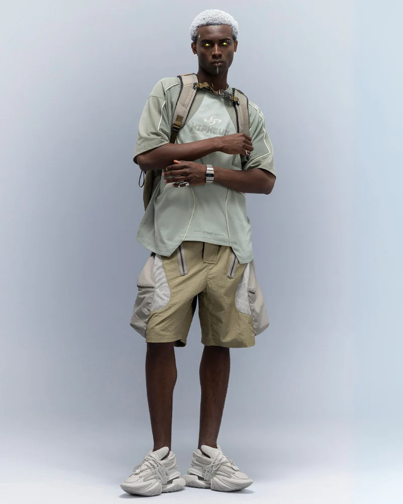 XIPHEVIL Cyberpunk Street-Style Star Arc Cocoon Pocket Shorts - Men - Image 8