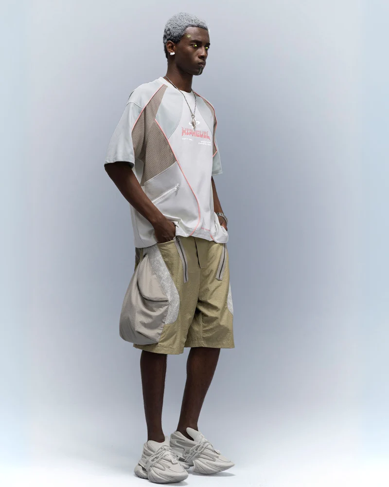 XIPHEVIL Cyberpunk Street-Style Star Arc Cocoon Pocket Shorts - Men - Image 9