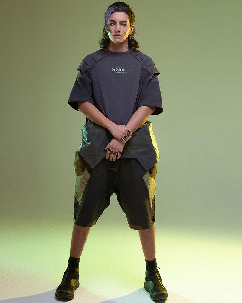 XIPHEVIL Fist Power Cyberpunk Washed Cargo Shorts - Image 8