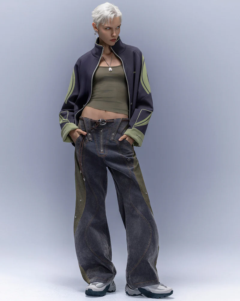 XIPHEVIL Flocked Wash Cyberpunk Streetwear Wide-Leg Pants - Image 3
