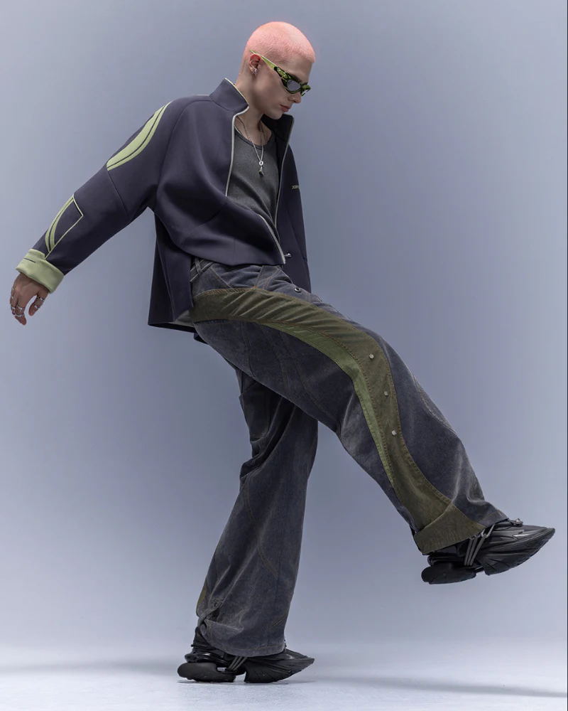 XIPHEVIL Flocked Wash Cyberpunk Streetwear Wide-Leg Pants - Image 6