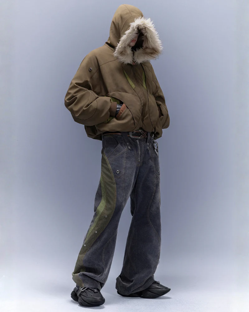 XIPHEVIL Flocked Wash Cyberpunk Streetwear Wide-Leg Pants - Image 8