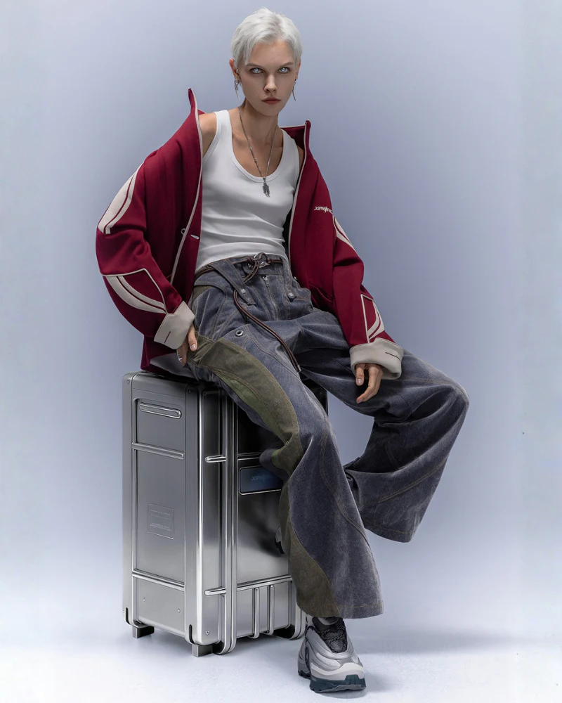 XIPHEVIL Flocked Wash Cyberpunk Streetwear Wide-Leg Pants - Image 9