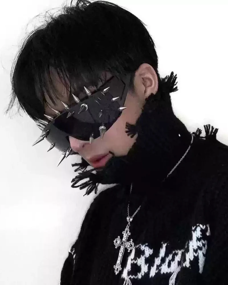 Y2K Rivet Rock Punk Sunglasses - Image 2